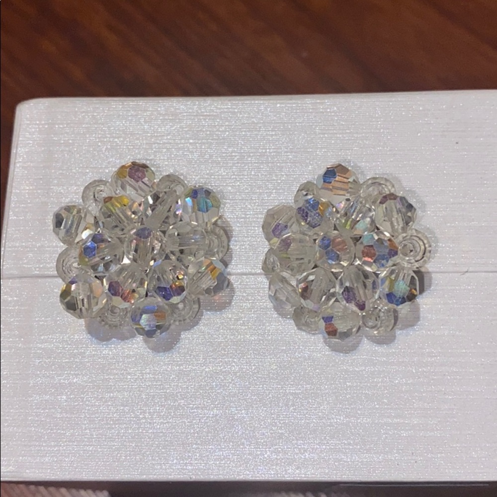Vintage Aurora Borealis clip on earrings